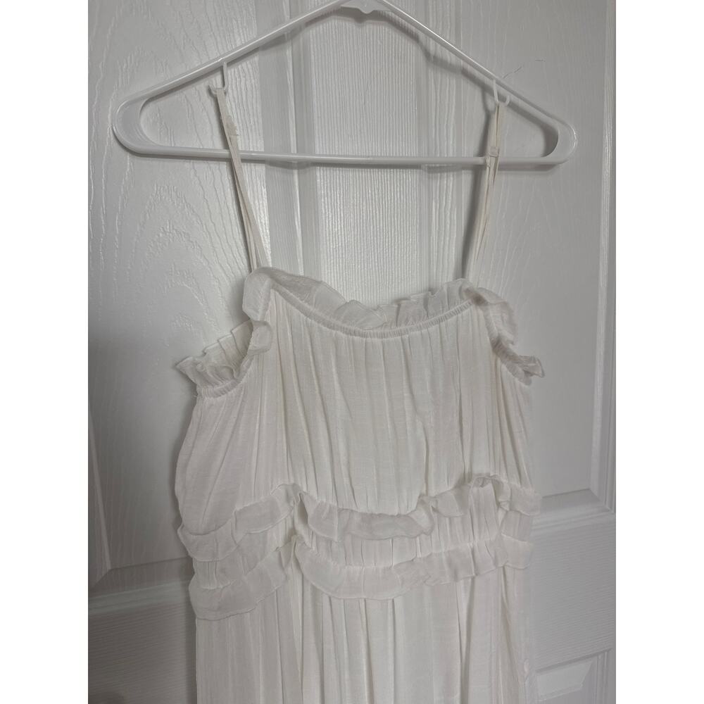 HYFVE White Ruffle crochet Trim Tiered Boho sleeveless Maxi Dress large - Picture 5 of 13